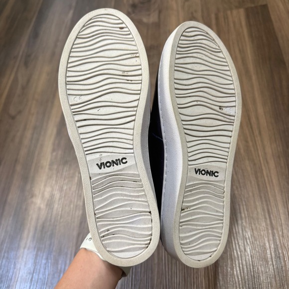 Vionic Dakota Metallic Navy Leather Mules Sneakers Women's 8 - Picture 3 of 6